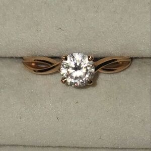 Solid 14k Rose Gold CZ Engagement Ring